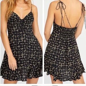 Free People Caught Up Tie Ditsy Floral Printed Mini Slip Dress Small